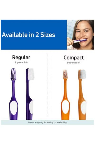 TePe Tepe Supreme Soft Bristles Toothbrush, Tapered Head for Sensitive Teeth and Gums, 3 Pack