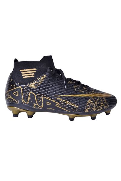 stilfest Black Gold Patterned Lace up Football Shoes Black