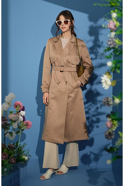 Fatma Atasoy Classic Milk Coffee Trench Coat