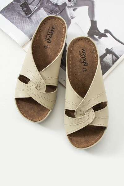 AlbiShoes Women's Comfort Model Daily Comfortable Short Heeled Anatomical Mother Middle Age Young Indoor Slippers