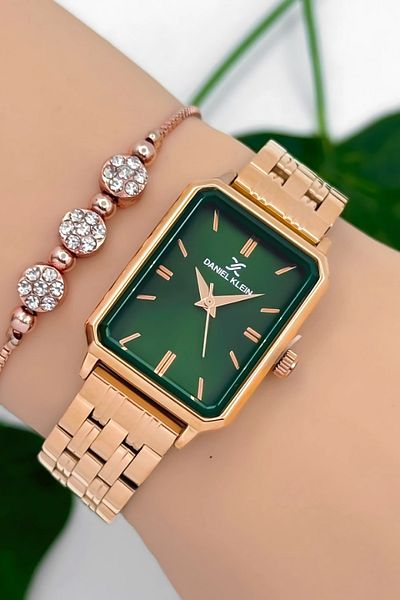 Daniel Klein Steel Cord Women Wrist Watch 3 Atm Water Resistant Rose-Green Zmdk1185