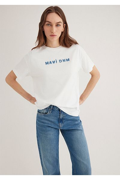 Mavi Printed Ecru T-Shirt Loose Fit / Loose Relaxed Cut 1613146 -70057