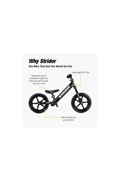 STRİDER Strider 12” Sport Bike - No Pedal Balance Bicycle for Kids 18 Months to 5 Years