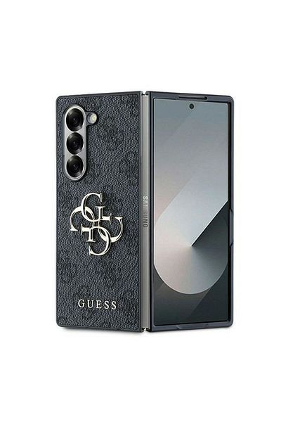 REDz Accessories Husă Guess pentru Samsung Galaxy Z Fold 6, Model 4G, piele, logo metalic, neagră