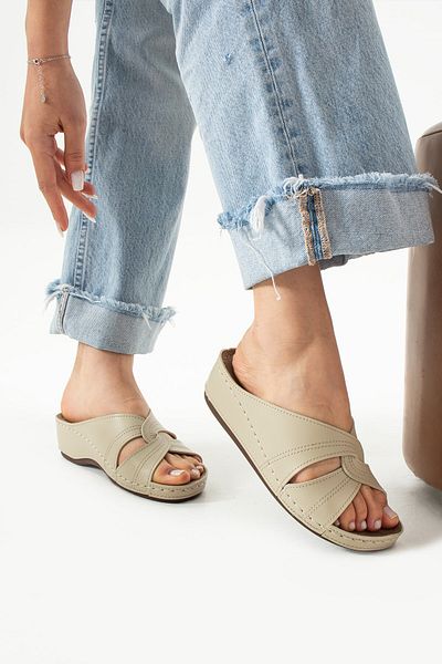 AlbiShoes Γυναικείο μοντέλο Comfort Καθημερινά άνετα κοντό τακούνι Ανατομικές μητρικές παντόφλες εσωτερικού χώρου μεσήλικες