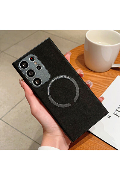 REDz Accessories Husă Magsafe, aspect Alcantara, compatibilă cu Samsung S22 U...