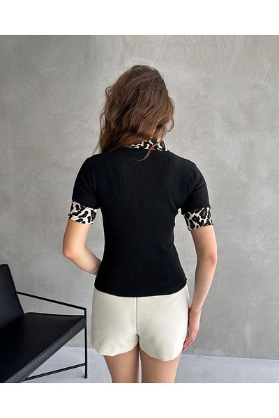 Chicup Γυναικεία πλεκτή μπλούζα με ριμπ λαιμό Polo