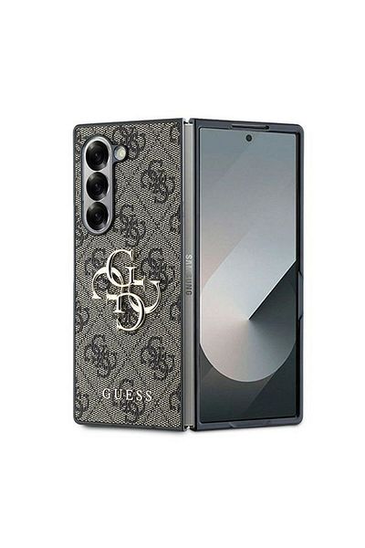 REDz Accessories Husă Guess pentru Samsung Galaxy Z Fold 6, Model 4G, piele, logo metalic, maro