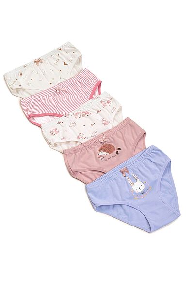 ÖZKAN underwear Özkan 41603 5 Pack Girl's Mixed Color Patterned Cotton Soft Slip Panties