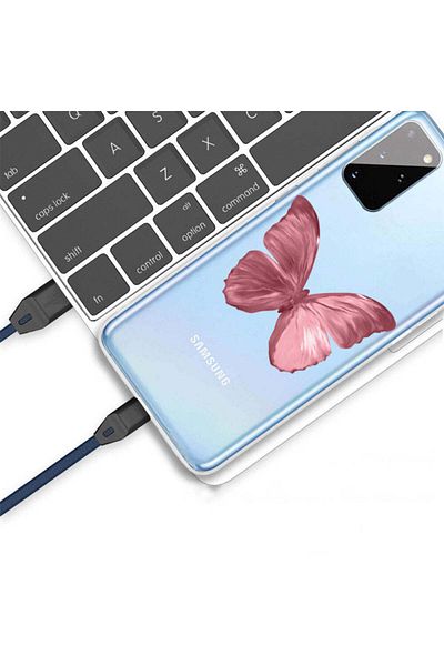 REDz Accessories Carcasă compatibilă cu Samsung A31 model Fluture Roz, silicon, rezistentă la șocuri, transparentă/roz