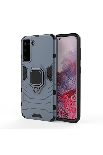 REDz Accessories Husă compatibilă cu Samsung S21, cu suport inelar, model Ring, albastră, protecție, TPU și PC