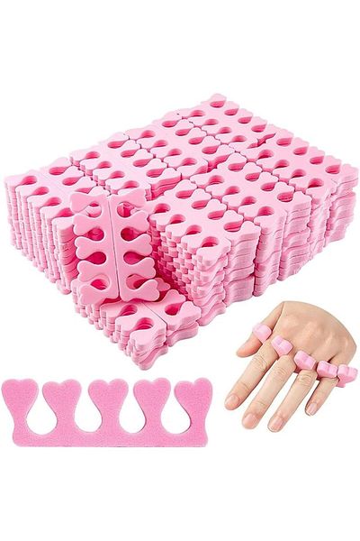 LA PERLA TECH 200pcs / 100 Pairs Toe Separators Finger Foot Sponge Soft Gel UV Tools Pink