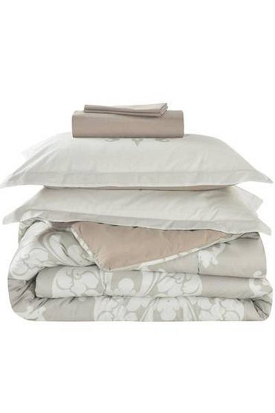 Canon Cannon Hana 4-Piece Cotton Checked Double Bedspread - 200 Thread Count with Stitched Fill