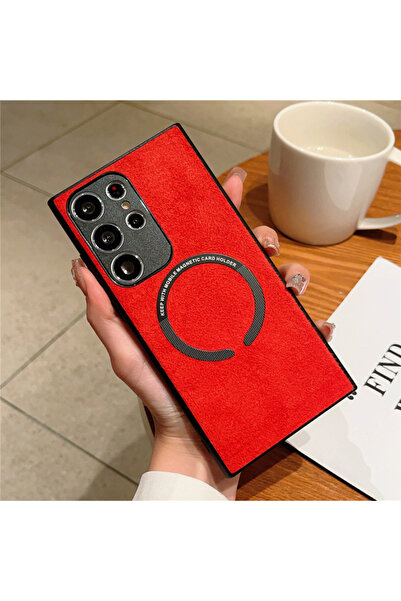 REDz Accessories Husă Magsafe, aspect Alcantara, compatibilă cu Samsung S22 U...