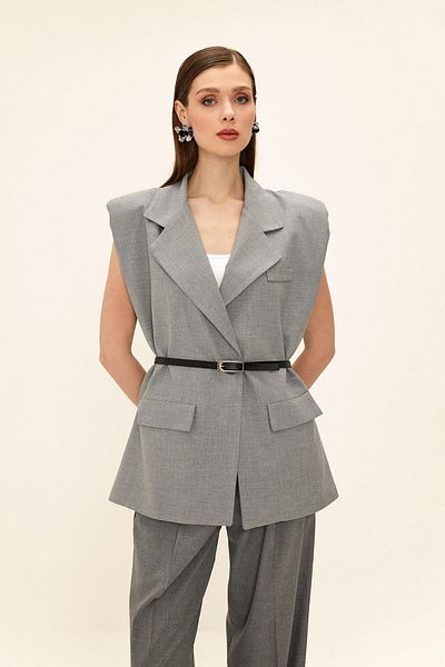 Olcay Kamizelka oversize z paskiem SZARA 8261