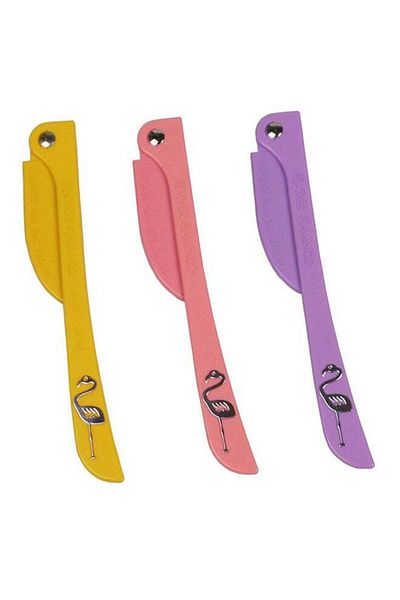 Generic Feather-Flamingo Facial Cleansing Razor, 3 Pack - Purple/Pink/Yellow