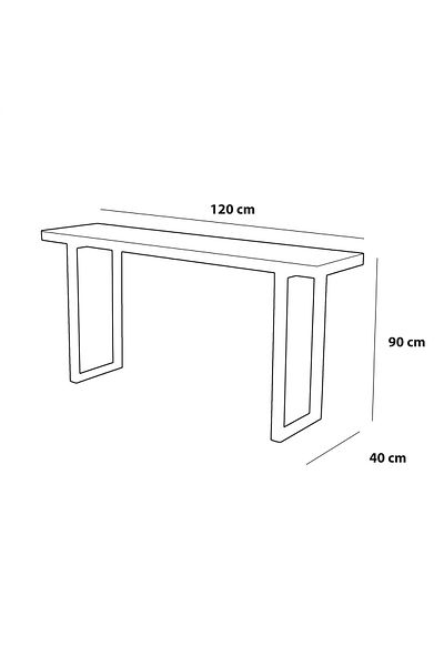 Generic Metal and wood marble console, 120x40x90 cm - gold