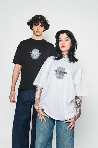 Sekizbiraltı Personality Printed Oversize Unisex Λευκό Tshirt