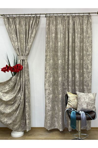 Liz Line Set doua draperii semiopace, bej, "Imaginaria" by Liz Line, 2x300x245cm, cu rejansa - DR1873