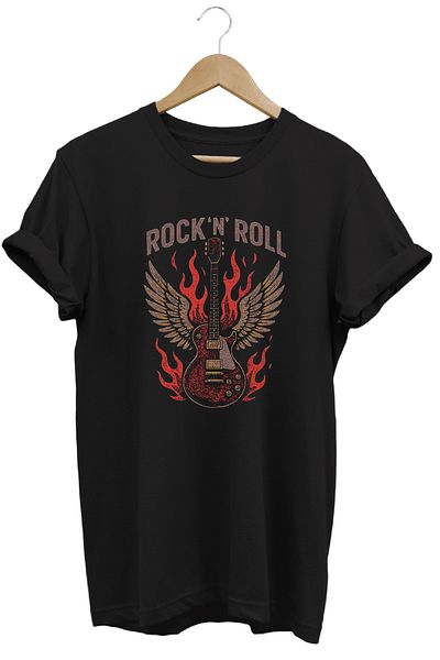 remonz Μπλουζάκι με στάμπα Rock And Roll 100% βαμβακερό με κανονική εφαρμογή