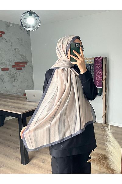 Merwiss Ahenk Pattern Soft Gray Shawl
