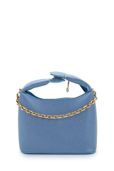minebag Geantă de damă din piele artificială din piele lacuită cu curea cu lanț Ivy Baby Blue