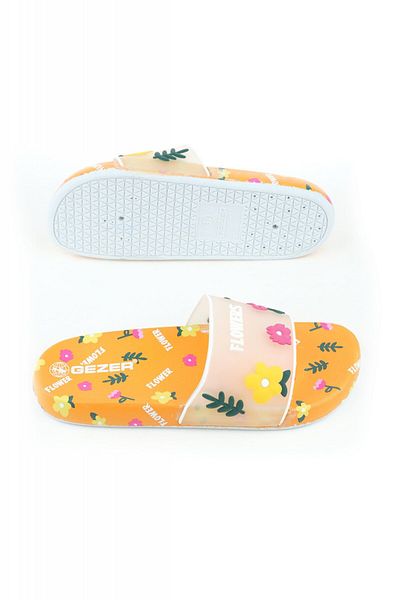 TECOS Women's Floral Print Beach Slippers, ®, Size 39, Orange, 25 Centimeters