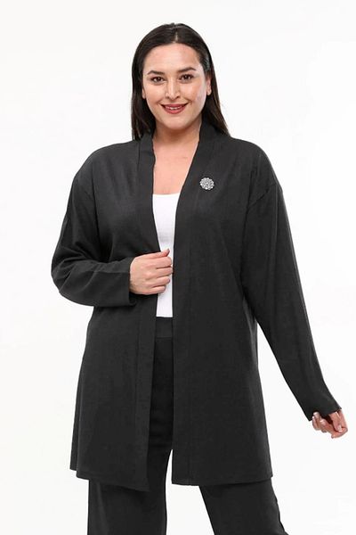 Laden Large Size Women's Summer Spring Wrinkled Fabric Matte Black Trousers Cardigan Mother's Two-Piece Set