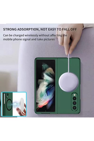 REDz Accessories Husă Magsafe, rezistentă la șocuri pentru Samsung Galaxy Z Fold 4, încărcare wireless, protecție completă, verde închis