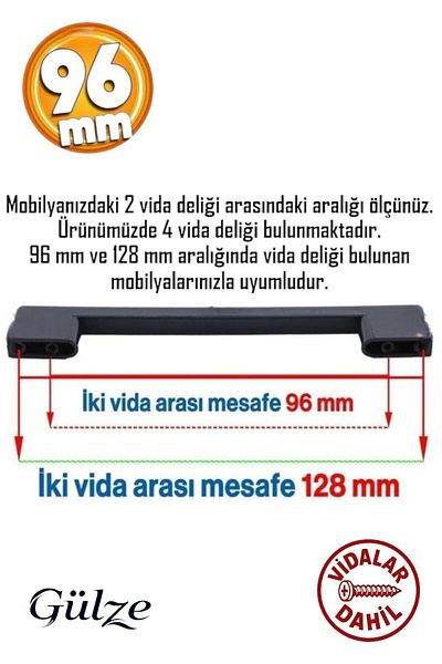 GÜLZE HOME 96-128mm BLACK BRIDGE MODEL MOBILIERĂ MÂNERĂ-BUCĂTĂRIE, SERTAR, MÂNERĂ DULAP (PLASTIC DUR)