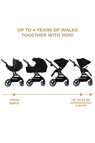 Kinderkraft Yoxi 3in1 Stroller (MINK PRO) Pure Black