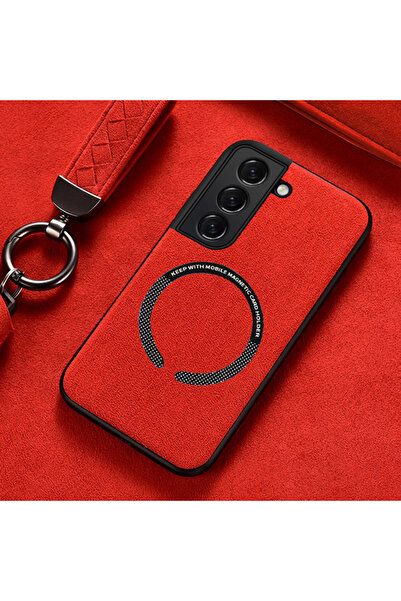 REDz Accessories Husă Magsafe, aspect Alcantara, compatibilă cu Samsung S23 P...