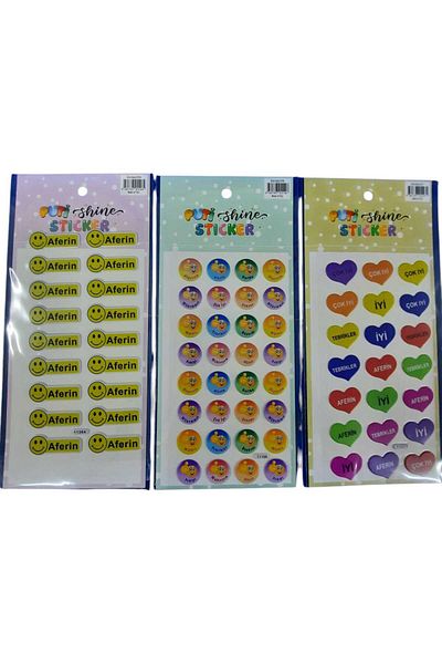 Kırtasiye Ofisi Sticker Embossed Congratulations-Well Done-Very Well 3 Pcs