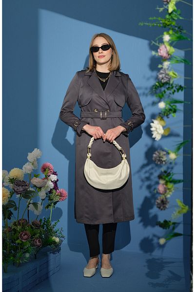Fatma Atasoy Classic Anthracite Trench Coat