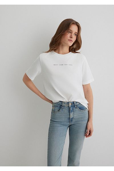 Mavi Printed Ecru T-Shirt Regular Fit 1613147 -70057
