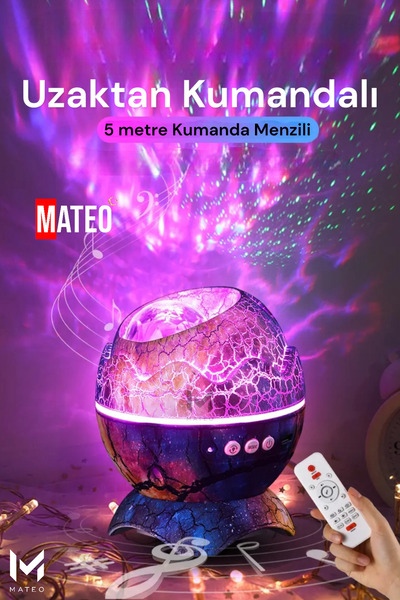 MATEO Gece Lambası Yıldızlı Projeksiyon Cihazı Tavan Aydınlatma Masa Ev Çocuk Oda Dekorasyon Dinazor