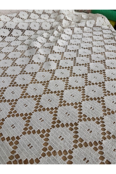 METERİAL 135 cm Țesătură din dantelă cu model geometric din bumbac – Model el...