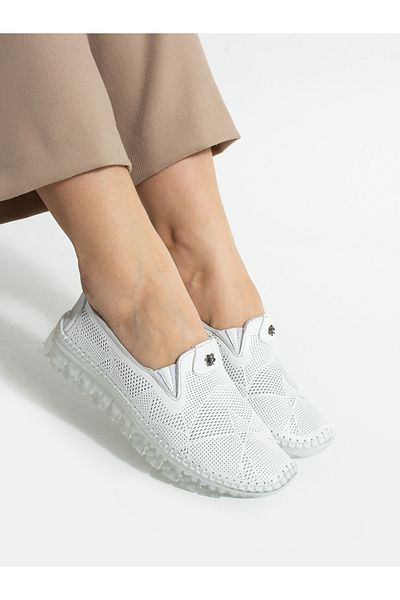 ALEMDAR AYAKKABI Vamos White Genuine Leather Women's Shoes