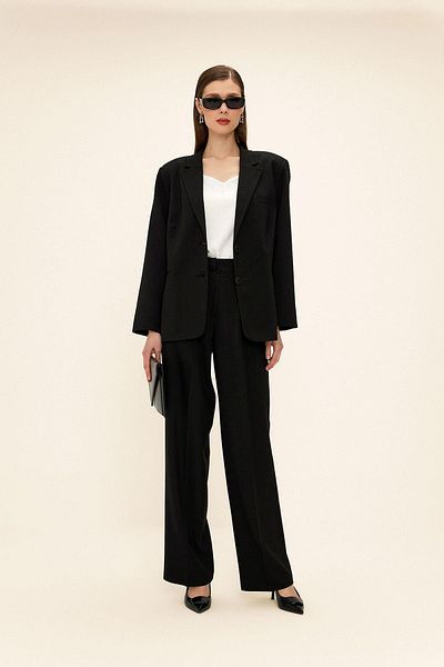 Olcay Mono Revers Oversized Blazer Jacke BLACK 8262