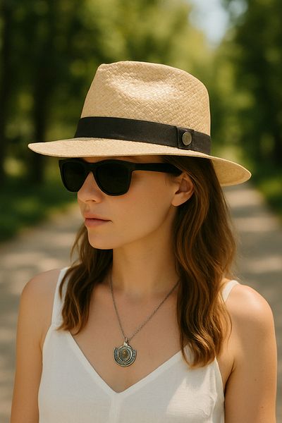 LAGRANZE Women's Summer Straw Fedora Hat Sunscreen Premium Genuine Straw Hat