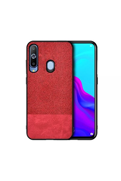 REDz Accessories Carcasă din TPU și policarbonat, compatibilă cu Samsung A70, roșie, textură textilă, îmbinare cu splicing