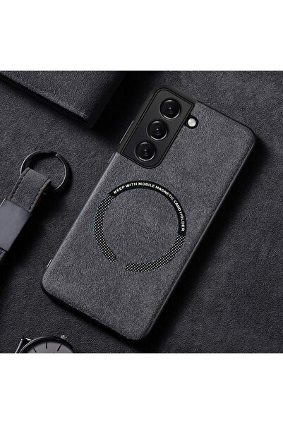 REDz Accessories Husă Magsafe, aspect Alcantara, compatibilă cu Samsung S22 P...