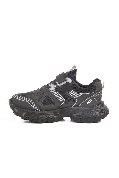 AYAKMOD Pantofi sport pentru copii unisex cu plasă cu velcro negru 1500 F