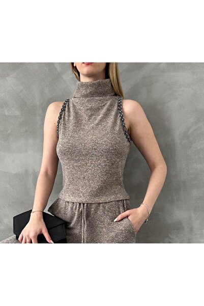 Elaxi Μπλούζα από πλεκτό χωρίς μανίκια με πέτρες