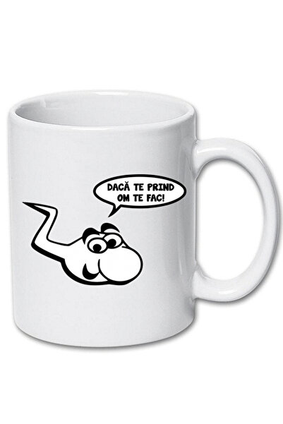 OEM Cană albă personalizată „Dacă te prind, te fac bărbat”, INOVATIX®. 330ml