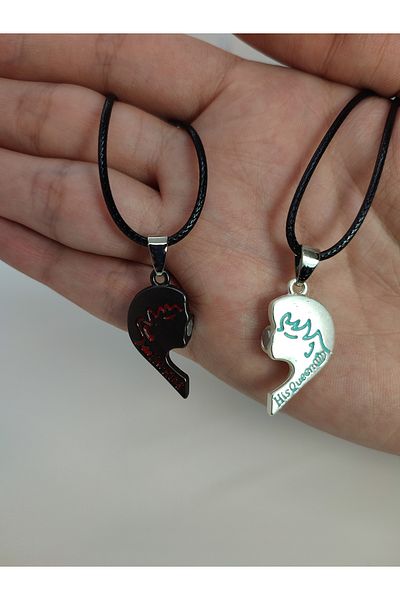 Mia Giyim 2-Piece Magnetic Heart Couple, Lover & Friendship Necklace Gift, Mother's Day Gift with String