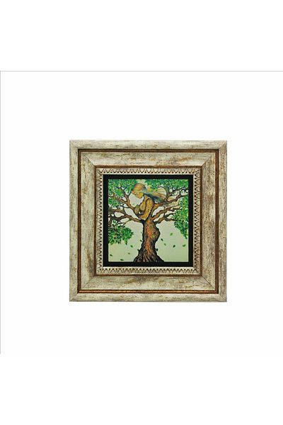 Sadrazam Tree Woman Printed Natural Stone Painting (20 X 20 Krg-148)