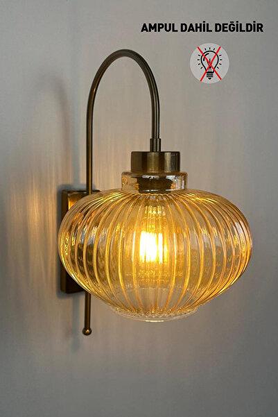 Bamyum Ruiz Bal Rengi Cam Aplik Duvar Lambası Modern Otel Cafe Vintage Salon Yatak Odası Merdiven Retro
