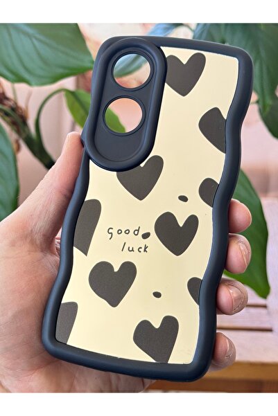 Fibaks Oppo A60 Case Mirrored Heart Pattern Soft Edge Camera Protection Silicone Cover