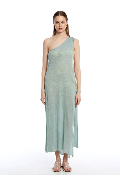 Knitss Rochie asimetrică croială din tricot verde mentă